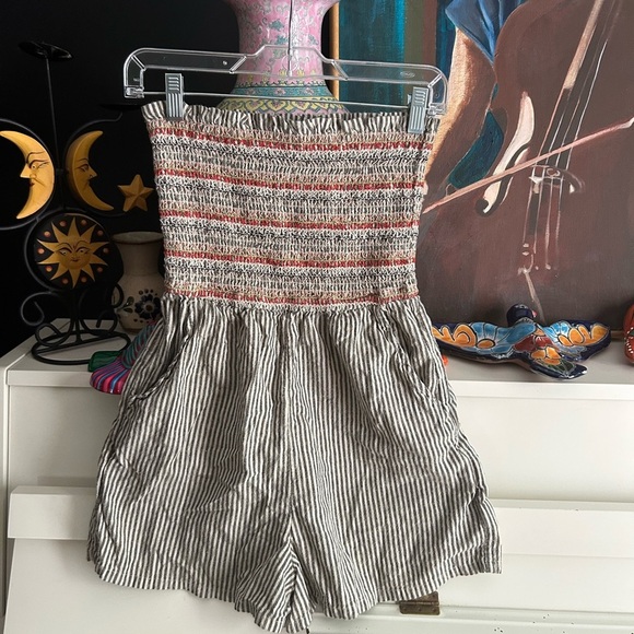 American Eagle Outfitters Striped Jumpsuit - Black, Tan, and Orange XS - Picture 1 of 16